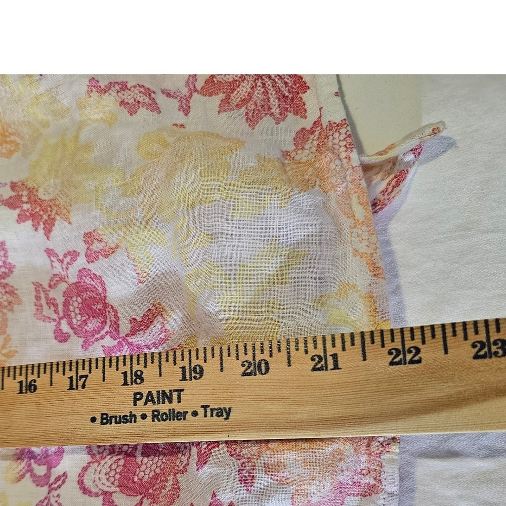 Charter Club Luxury Womens Lg Linen Floral Tie Front V-Neck Blouse Pink Yellow - Picture 7 of 7